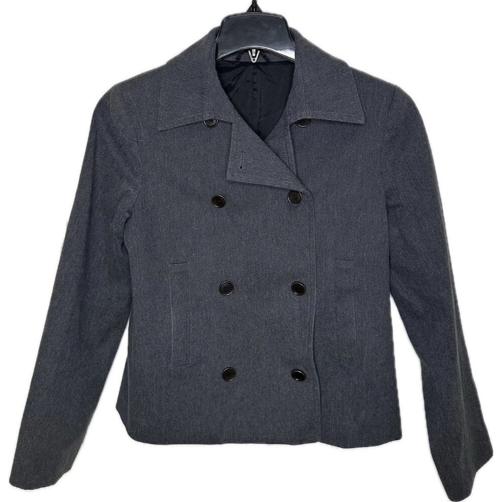 Theory double-breasted cropped peacoat jacket Cotton Blend Gray M USA